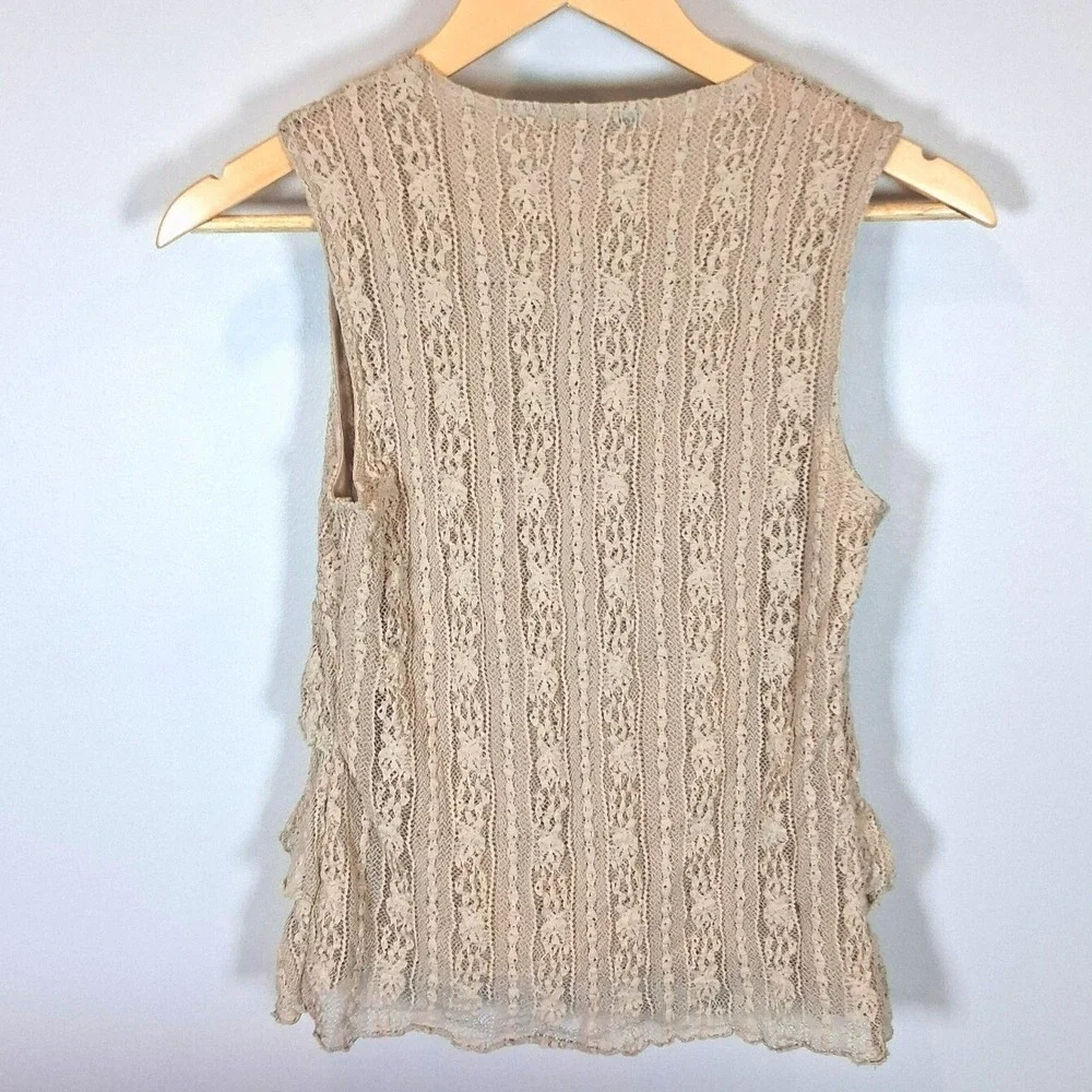 Y2K Apt 9 Lace Babydoll Top M Beige Whimsigoth Fairycore Coquette Romantic